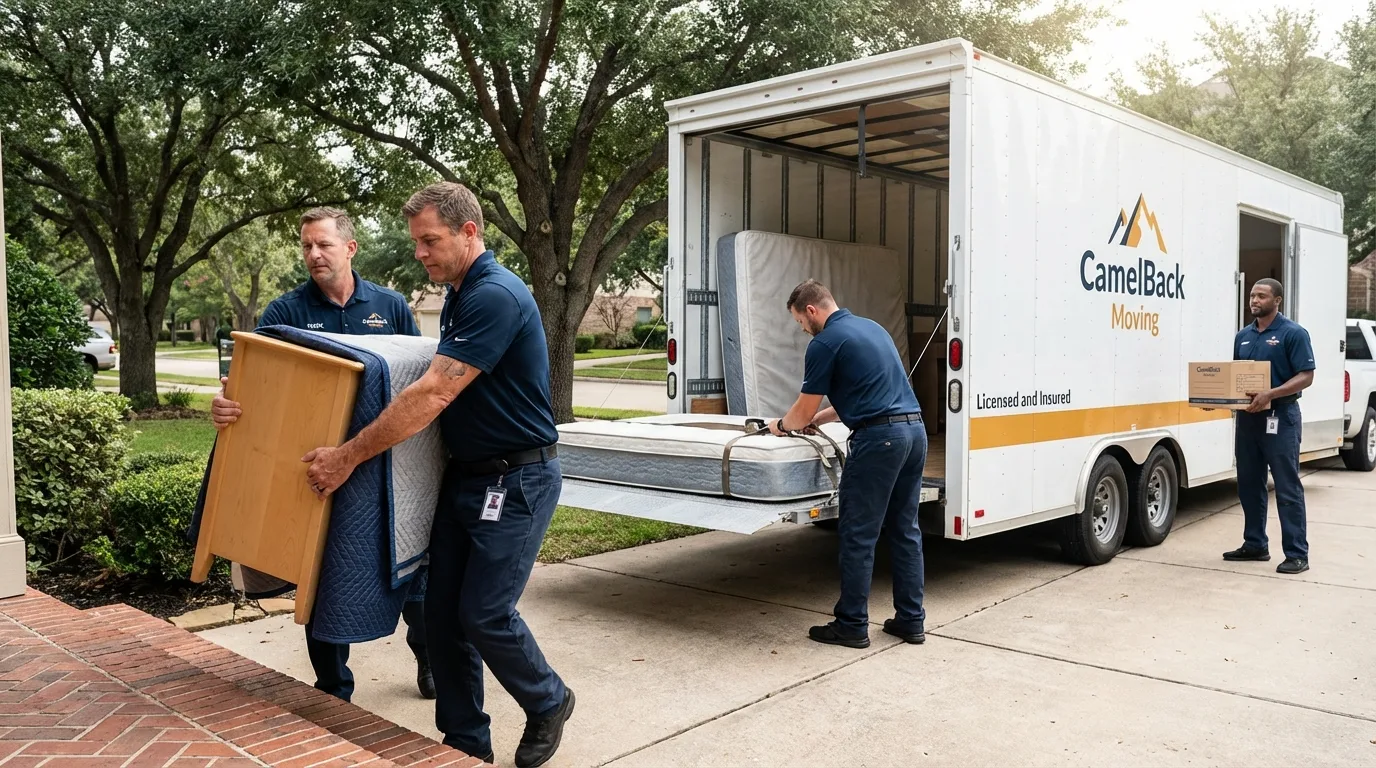 Crew loading residential truck for cross-state move from Milford, NH