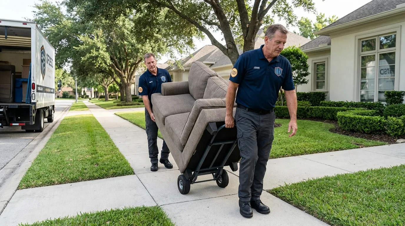 Local residential moving crew loading furniture in Milford, NH